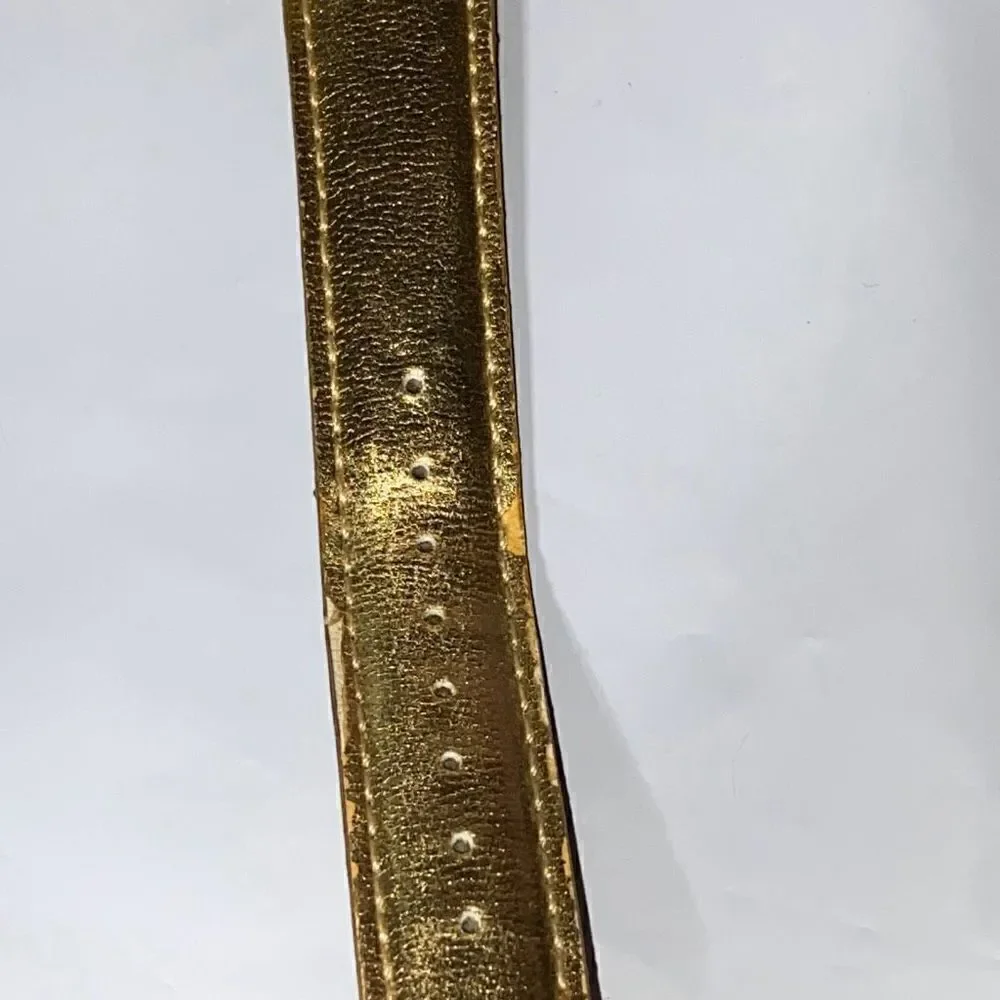 Futura Women's‎ Gold Tone Floating Rhinestone Leather Band Quartz Watch OS